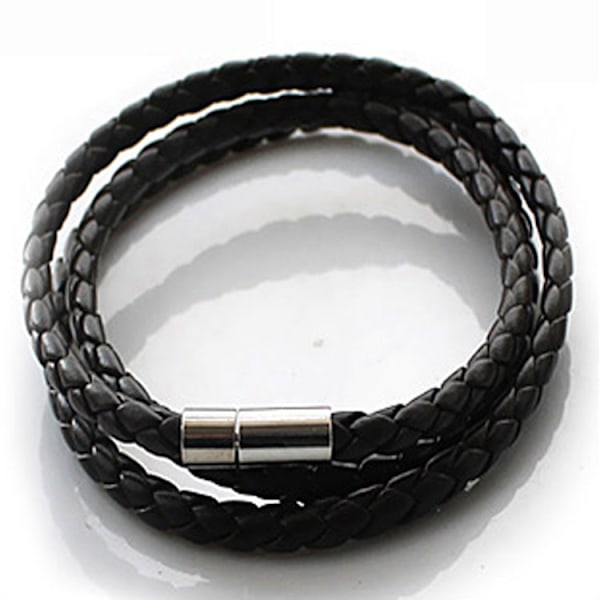 1 Snygg Läderarmband Bohemisk Svart