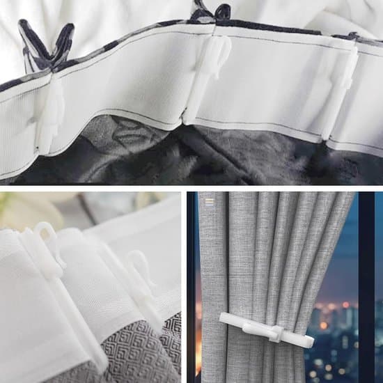 Justerbara gardinkrokar – lämpliga för olika gardiner – 50-pack – plast
