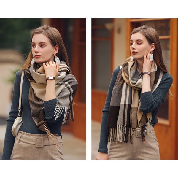 Imitation Cashmere Scarf Damsjal Vintersjal Förtjockad Ta