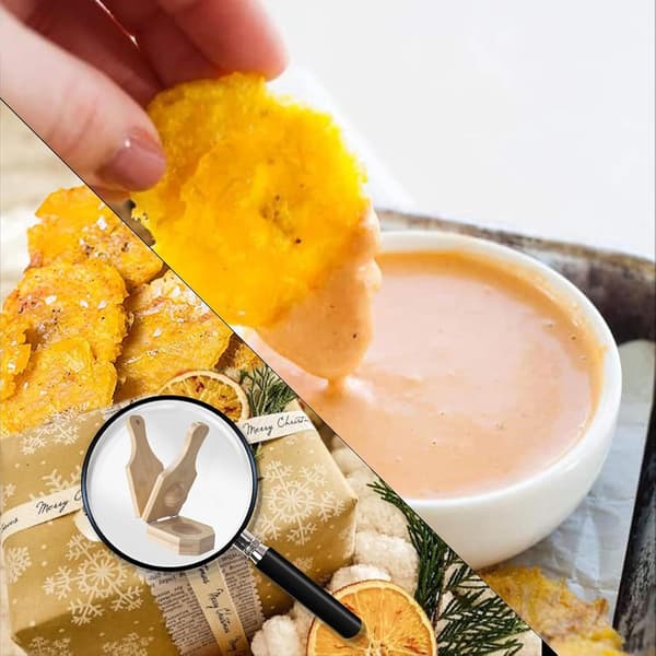 Bambu-plantainpress, 2-i-1 Tostones-kross och plantain-koppform för fyllda plantains