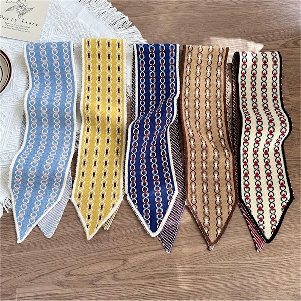 Liten Scarf Stickad Sjal Scarf GUL yellow