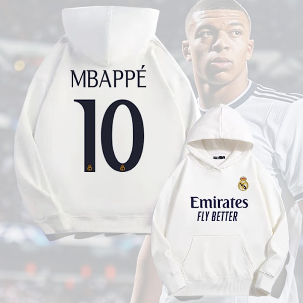 Fotboll Sport Real Madrid Mbappe Hoodie Hoodie Herr Höst Ungdom Trendigt Märke Lös Axel Långärmad Topp black XXL