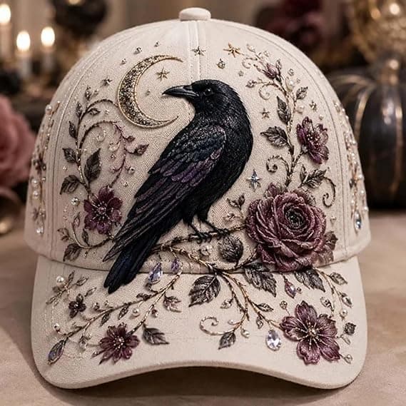3D Halloween brodert baseballcaps for kvinner, vasket bomullshatt med gresskar- og spøkelsesbroderi E