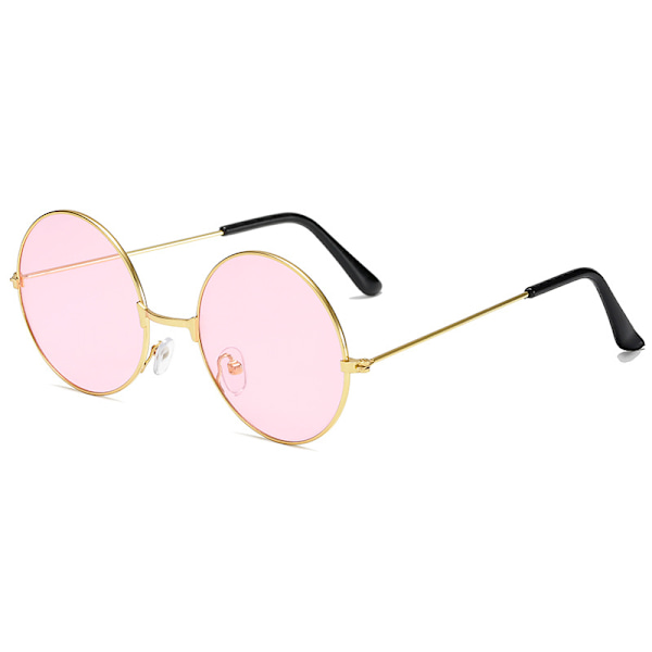Retro runda solglasögon bländande mode runda bågar glasögon färgade linser prins spegel K gold frame powder