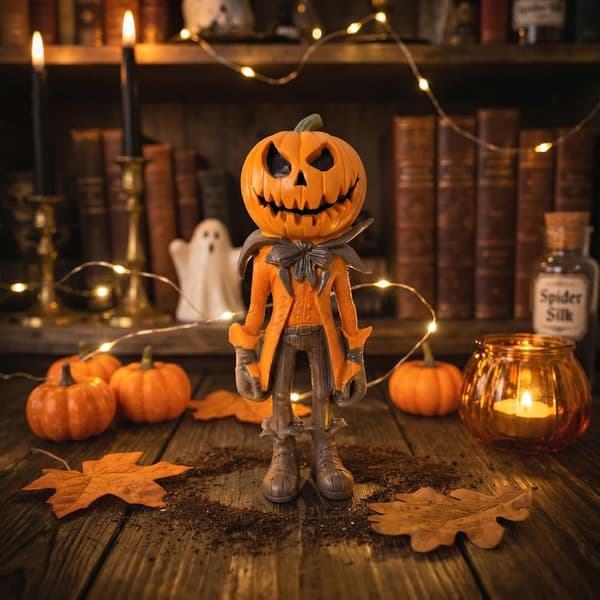 Halloween Gresskarmann-figur, Gresskarhode-statue for Halloween-dekor | Skummel Jack O' Lantern-figur Borddekorasjon, Høst Halloween Hjem