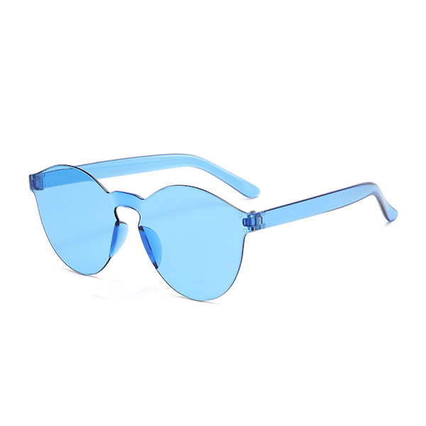 Mode solglasögon i ett stycke godis färg färg kantlösa glasögon blue