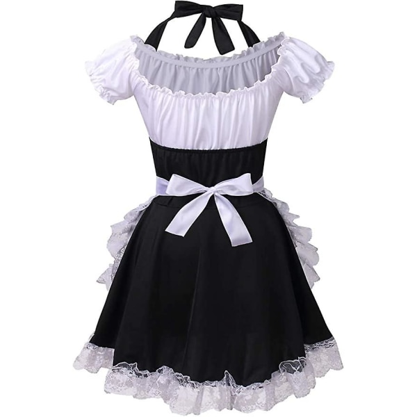 Kvinnors Anime Cosplay Franskt Förkläde Maid Fancy Dress Kostym S