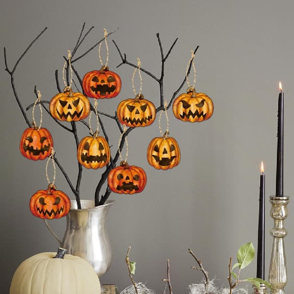 18 stk. Halloween græskar-træpynt, retro græskar-ophæng til små træer, julefrokost & boligindretning