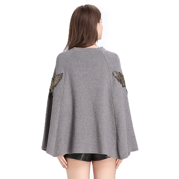 Vår Höst Broderi Pullover Wraps Sjalar Stickning Cape for Lady