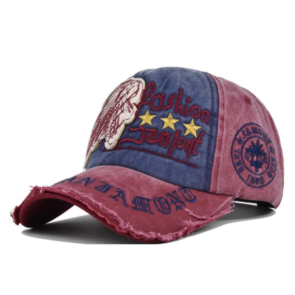 Vintage skallebroderad cap Broderad Patch Peaked Cap Tvättad Distressed Sol Hat Cap Cb3895Brown Adjustable