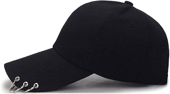 Hat Ring Baseball-Cap - Suga-Snapback Baseballkasket med Jernringe (Sort) (Medium, Sort)