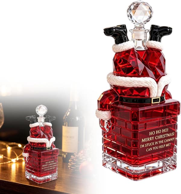 2026 Ny nisse fast i skorsteinen julewhiskykaraffel 370ml