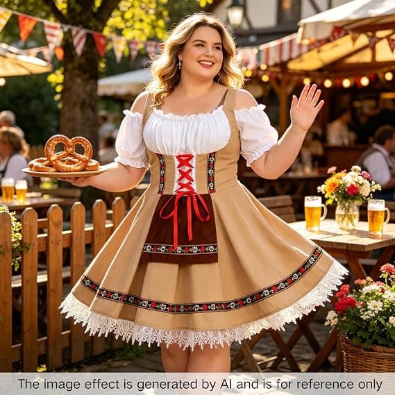 Dam Oktoberfest Kostym Tysk Bayersk Dirndl Klänning Halloween S/M M