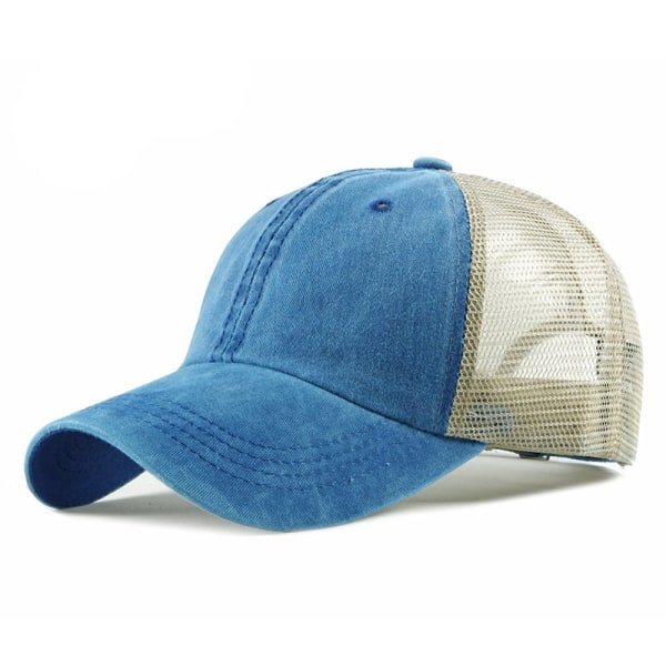 Trucker Ball Cap Mesh Beige Back Justerbar Hat Snapback 2-tons Cap 6 Panel (svart) blue