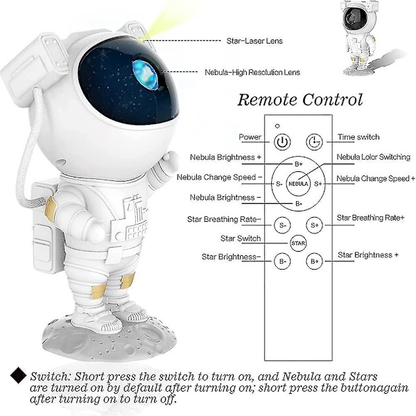 Space Buddy Projector Light, Pleshy Spacebuddy Projector, Space Buddy Pleshyco, Astronaut Star Projector Galaxy Light med fjärrkontroll (e)