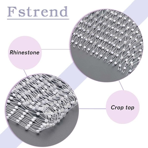 Mesh Crystal Body Chain Sparkly Rhinestone Fishnet Crop Top