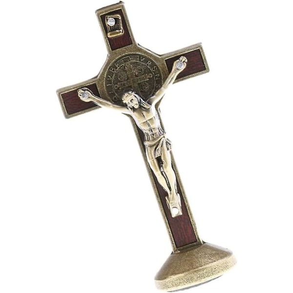 Sharprepublic Crucifix Jesus Christ Cross Staty Figur För Bil Hem Kapell Dekor - Guld bronze as described