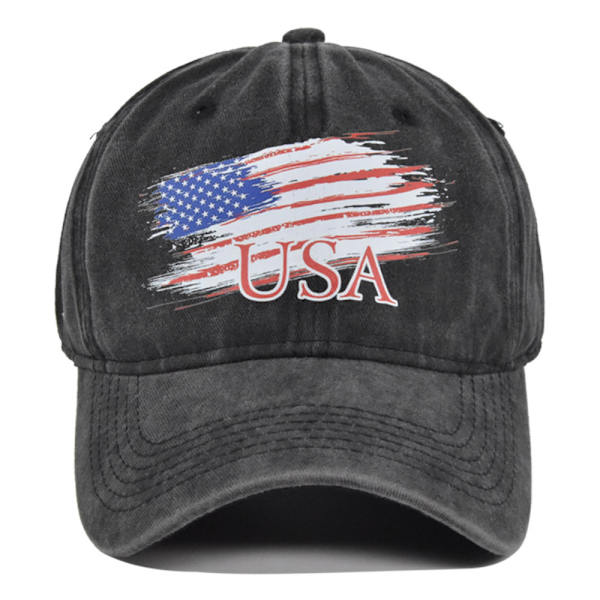Us Graffiti Printing Baseball Cap Usa Silk Screen Peaked Cap Distressed Cap Solhatt Cp8907Gray Adjustable
