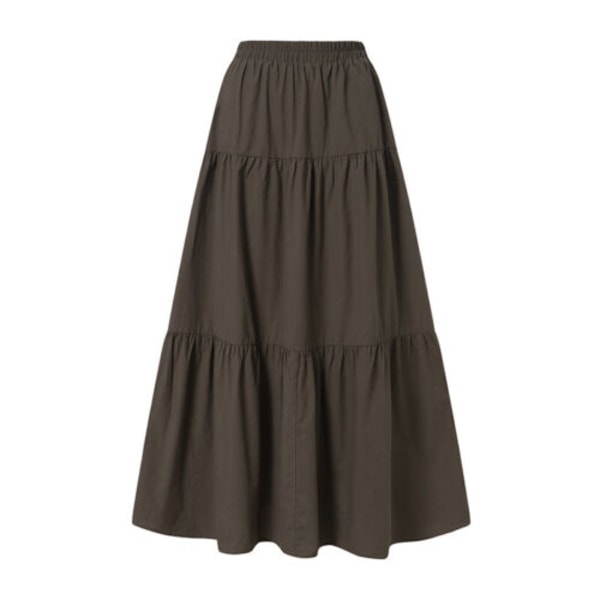 Kjol med resår i midjan Kjol A-linje dam Veckad vintage casual kjol wine red XL