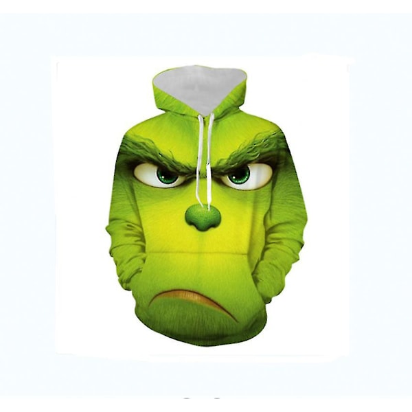 Jul 3d-utskrift Grinch Hooded Sweater Pullover Hoodie Top M