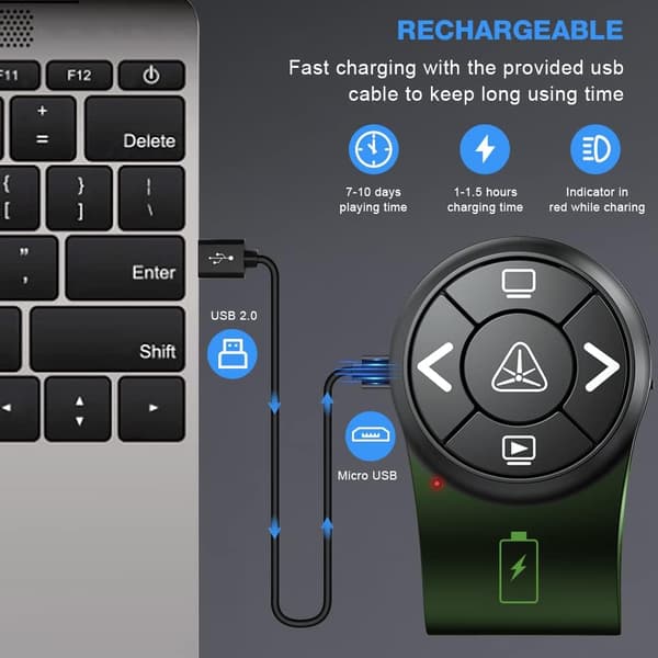 2,4 GHz RF Bluetooth trådløs fingerringklikk for PowerPoint-lysbildepresentasjon