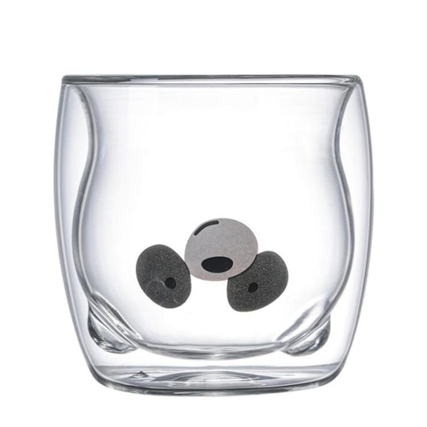 Liten gul anka panda klo dubbellager glas kopp kreativ aktivitet present mjölk kaffekopp F