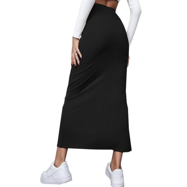 Hög midjade delade lårstickad lång tight kjol 2XL