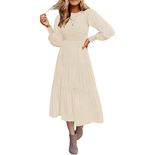 Kortärmade maxiklänningar för kvinnor beige white M