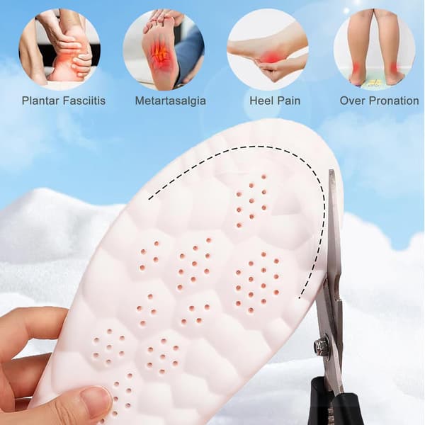 2 par inläggssulor i memory foam, ventilerande dämpande hålfotsstöd för män & kvinnor, orange 46 46