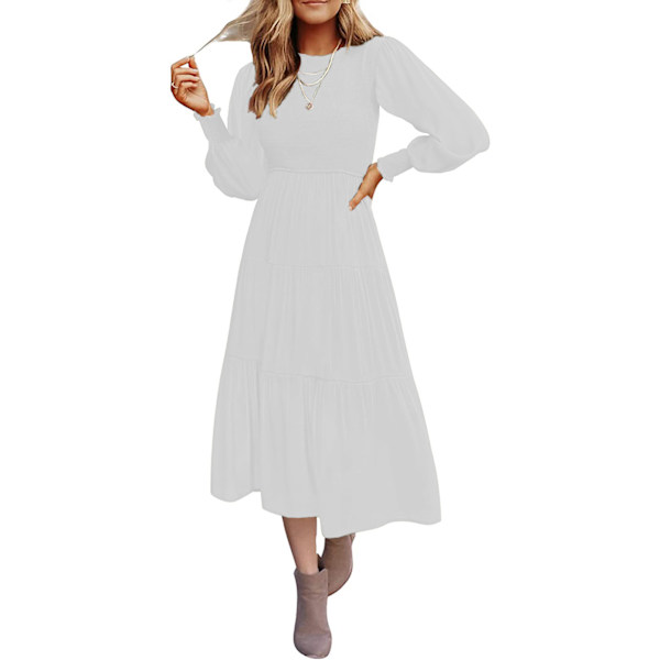 Kortärmade maxiklänningar för kvinnor beige white M
