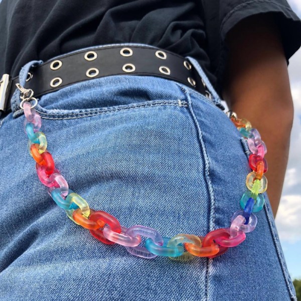 Akryl Hip Hop Byxor Denim Chain Cyclist (Pants Chain, Halsband)