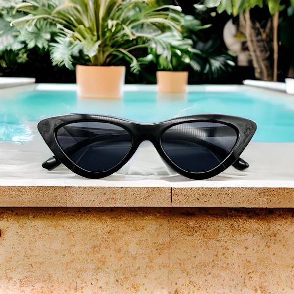 a cat-eye solglasögon vintage retro högkvalitativt material black one size
