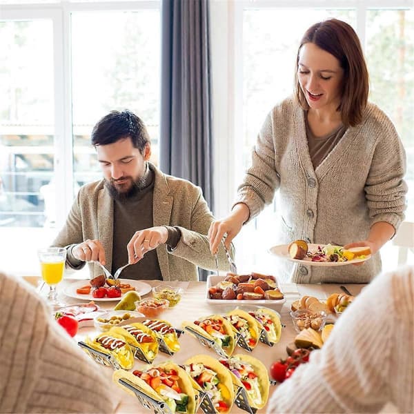 Taco Holdere Sæt med 6, Taco Holder Stand i Rustfrit Stål