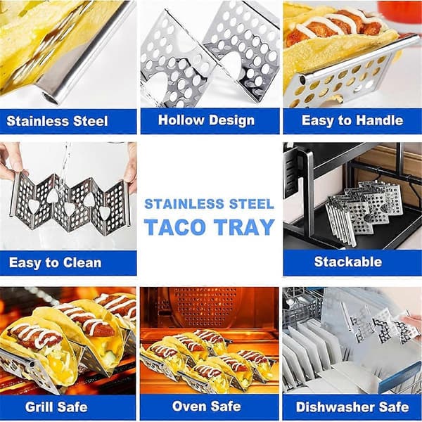 Taco Holdere Sett med 6, Taco Holder Stativ i Rustfritt Stål