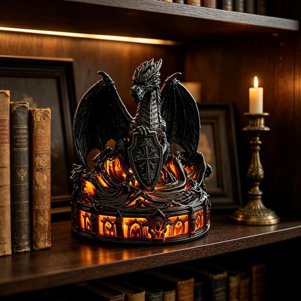 Drakelampa Staty Ljusdekor, Gotisk Fantasy Heminredningspresenter