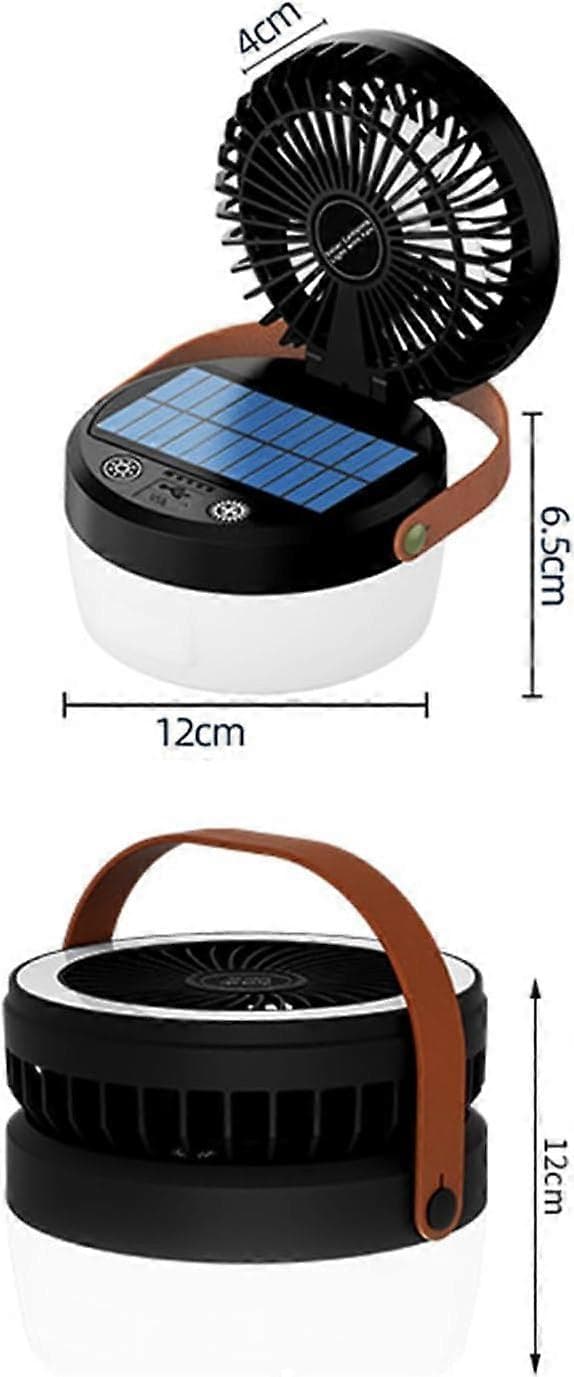3-i-1 Campinglanterne med Vifte Solcellevifte Campinglampe Powerbank