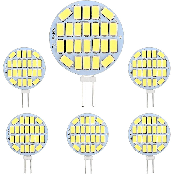 6st G4 Led 3w,ac12-24v,300lm Cool White 6000k,24x5730 Smd,30w Halogen Bulb Equivalent,icke dimbar,g4 Led Round Infälld