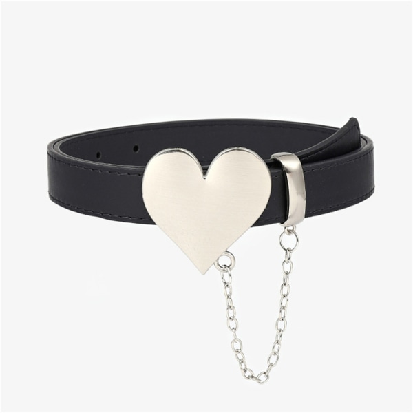 Punk Heart Tofs Kvinnor Bälte Metall Kärlek Spänne Flickor Byxor Bälte Brown
