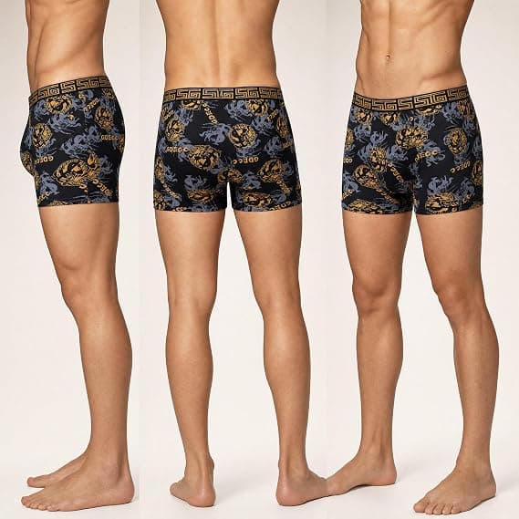 Silkebløde strækbare mønstrede boxershorts til mænd Komfortabel hele dagen XL XL