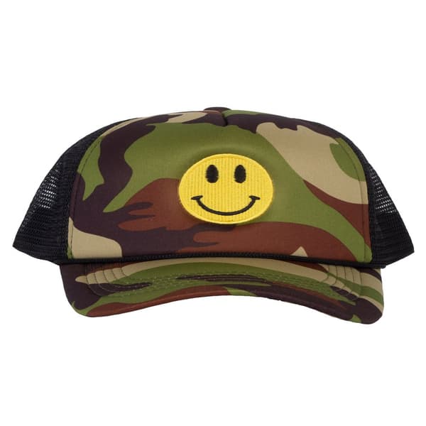 Gravity Threads Smile Face Brodery Justerbar Trucker Hat - Camo camo/black