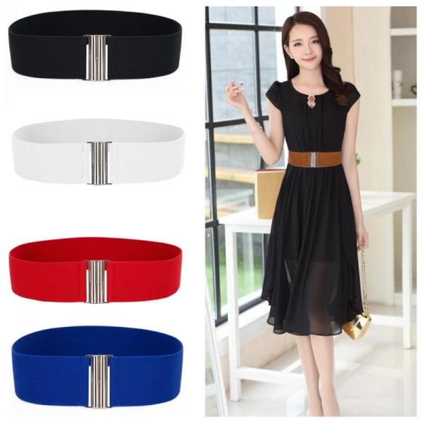 Silver Spänne Bred Stretch Elastisk Korsett Midjebälten Midjeband svart black