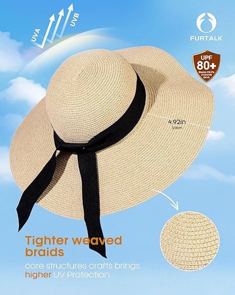 Dame Sol Stråhat Bred Skygge UPF 80 Sommerhat Sammenfoldelig Pakbar Floppy Strandhatte til Kvinder