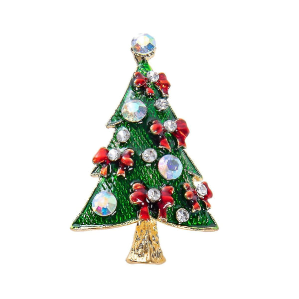 Vintage färgad julgran strass brosch pin bröllopsfest smycken