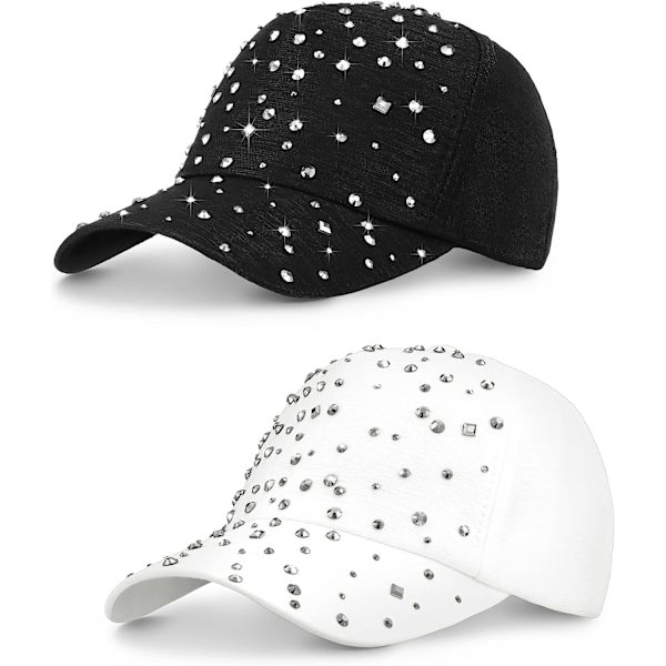 2 st justerbar ventilerande rhinestone cap