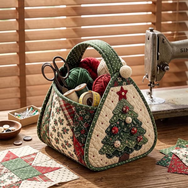 DIY-sett for vattert julekurv i stoff (hjort) deer