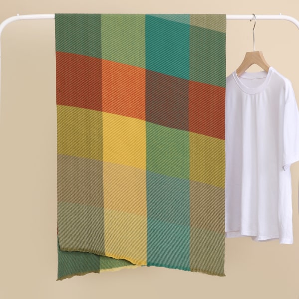 Grön polyester bomull flerfärgad linje rutig halsduk dam varm l