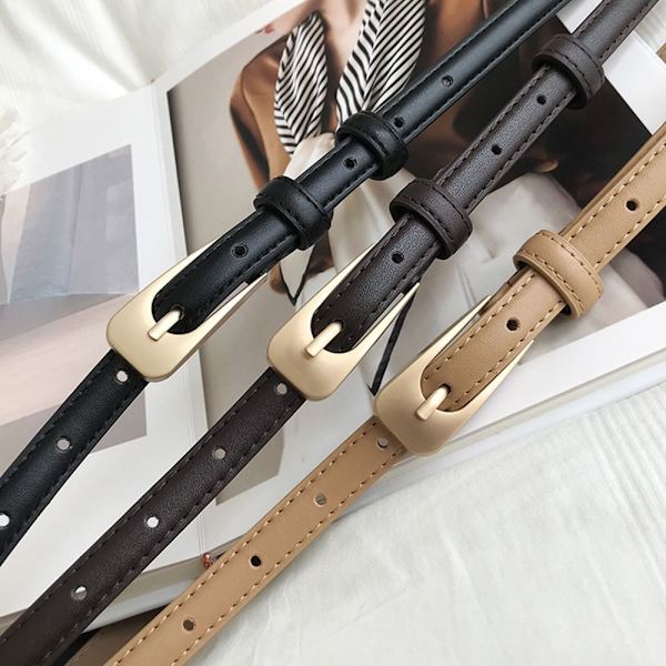 Läderbälte Metallspänne Midjeband KHAKI