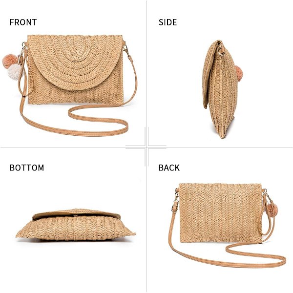Straw Crossbody Bag, Straw Clutch Dam Axelväska Dam