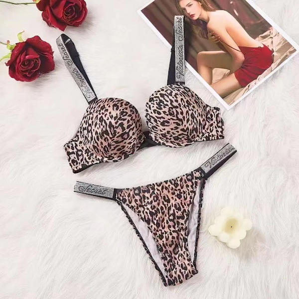 Sexy Lingerie Comfort Women Set Push Up Bra Victoria's Secret Lingerie Set Female Underwear Vetement Femme Leopard print 85C