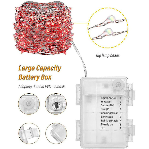 Batteridrivna String Lights. 2 Pack 3 * Aa batteridriven koppartråd Fjärrkontroll Timer Vattentät Led Firefly Lights